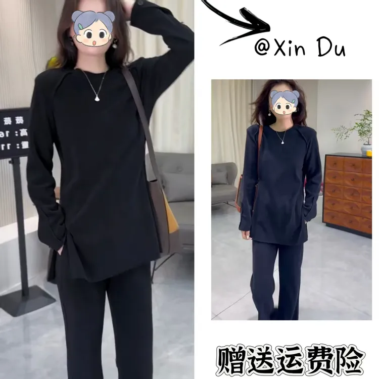 2025秋季新款时尚显瘦气质女士网红洋气两件套百搭款D23071