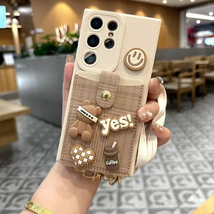 小熊立体卡包适用于华为p80手机壳nova9挂绳400/荣耀x60/50se斜挎