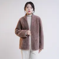 冬日巨献 进口皮毛一体双面穿美利奴修身皮草大衣显瘦 25623