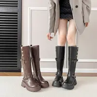 【乔拉专属】秋冬常规女一脚蹬长筒胶粘马丁靴粗跟烟筒靴靴子