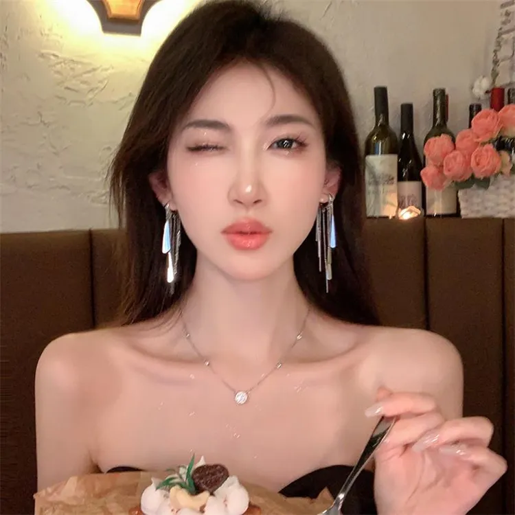 合金耳饰 意大利【设计师】镜头感满分~长款流苏耳环小众设计耳钉