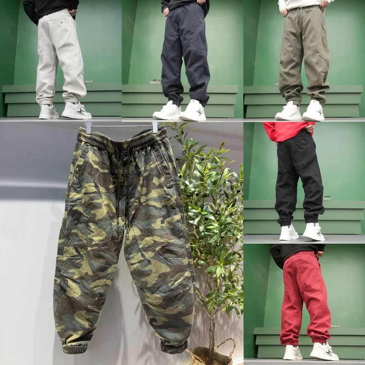 冬款保暖加绒工装弯刀棉布束脚百搭休闲潮裤26012