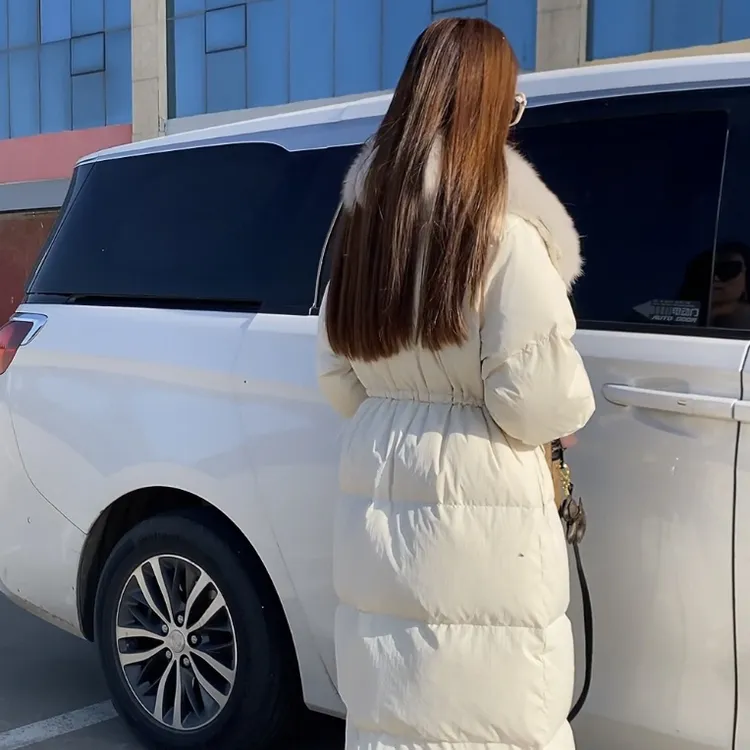 韩版东大门狐狸毛大毛领收腰显瘦羽绒服长款女