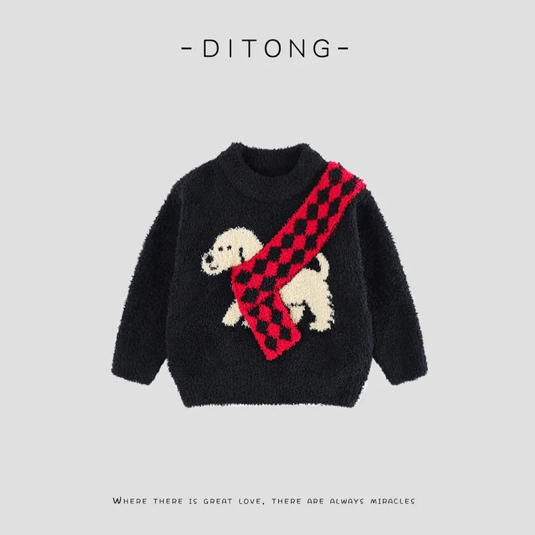 DT81837儿童毛衣冬季新款保暖圆领套头毛衣男童女童