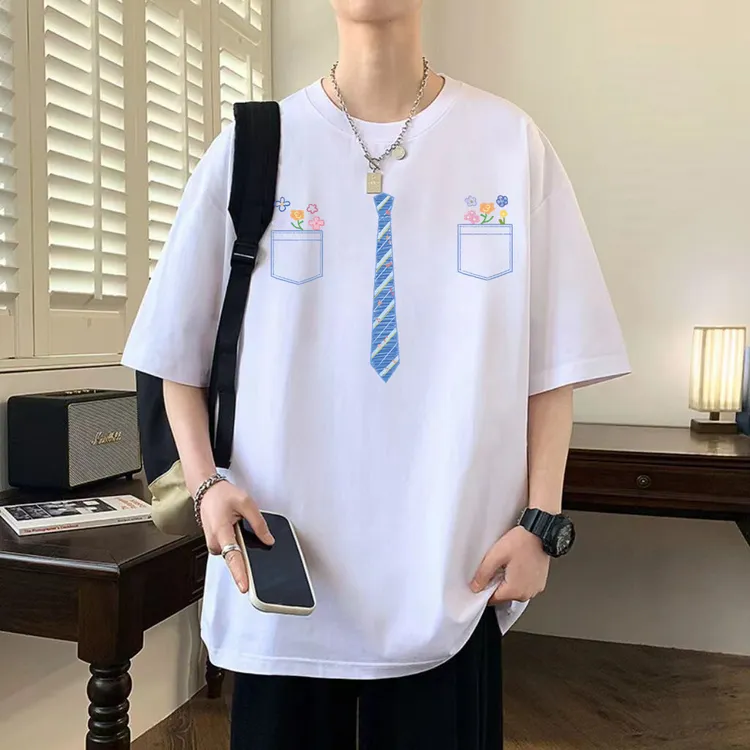 WSYYQIUYI男生短袖t恤潮牌潮流夏ins宽松夏季纯棉新款潮酷衣服T恤