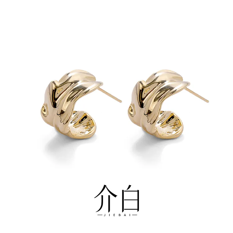 铜合金耳饰 简约金色时尚耳环轻奢饰品复古经典女几何形欧美气质