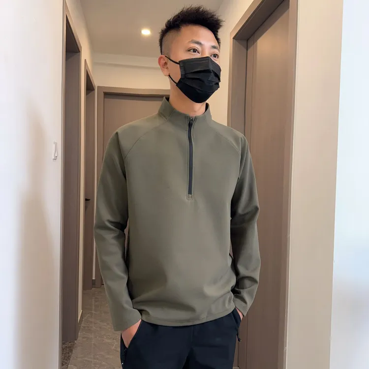 简约轻奢！春秋半拉链立领打底衫修身立体运动男士长袖休闲男卫衣