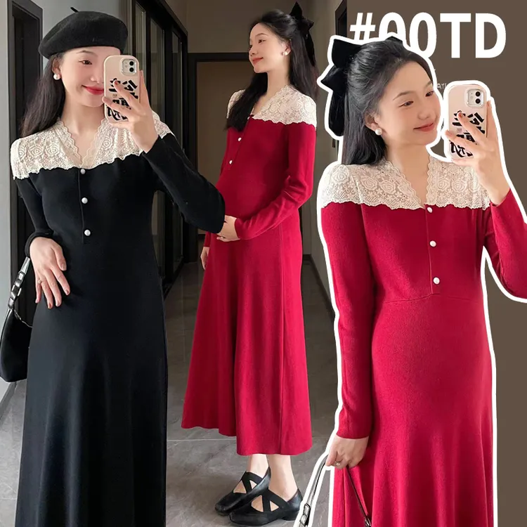 孕妇装秋冬款2025新款时尚款洋气针织连衣裙毛衣高级感孕装连衣裙