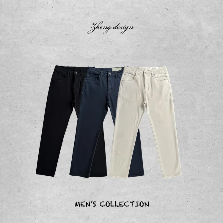 冬款加绒加厚四面弹力小直筒休闲三色牛仔裤