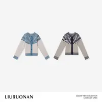LIURUONAN | 9.28四周年【方糖毛衣】复古撞色拼接圆领针织开衫秋冬