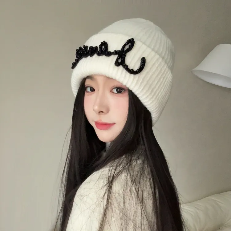 秋冬小香风毛线帽ins网红韩版显脸小堆堆帽冷帽潮针织帽女套头帽