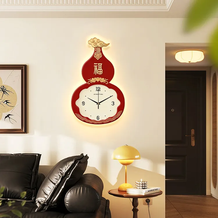 2025新款福禄葫芦挂钟客厅装饰钟表挂墙式时钟创意个性挂表免打孔