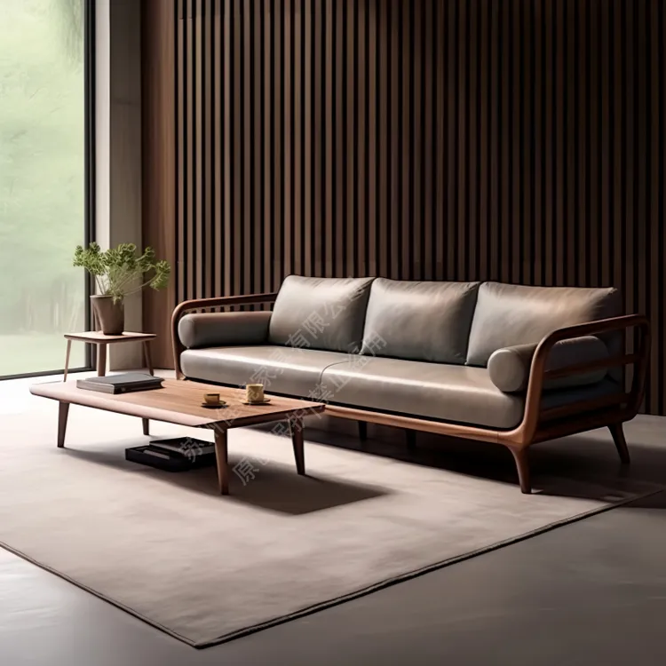 新中式沙发北美黑胡桃木罗汉床简约客厅沙发现代实木小户型家具