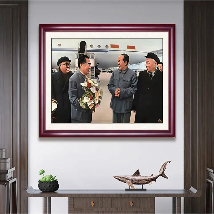 毛主席画像客厅四伟人玄关书房办公室装饰画毛爷爷接机头像墙画