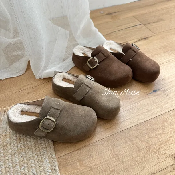 ShinyMuse缪斯定制 福利 厚底内增高加绒保暖包头毛毛勃肯女棉拖