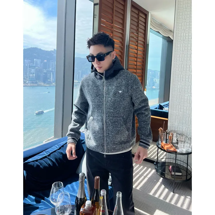 【花纱织带】羊毛混纺600克加绒男士休闲秋冬蜜蜂外套连帽夹克