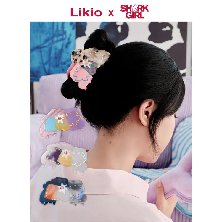 Likio x Sharkgirl 插花系列 花朵轮廓 拼贴涂鸦发抓 发夹子发卡