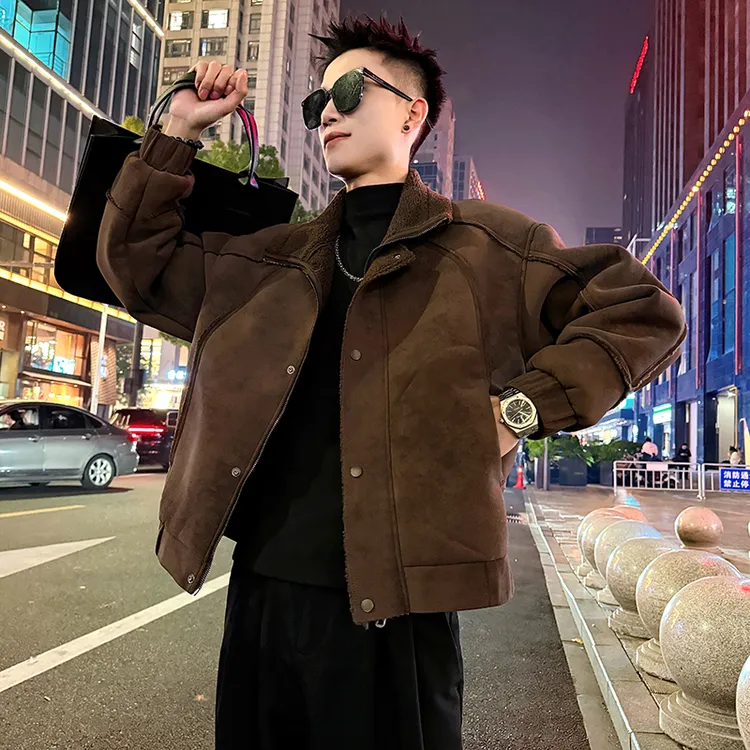 冬季爆款皮毛一体外套男款冬装加绒加厚保暖袄子2025新款男士棉服