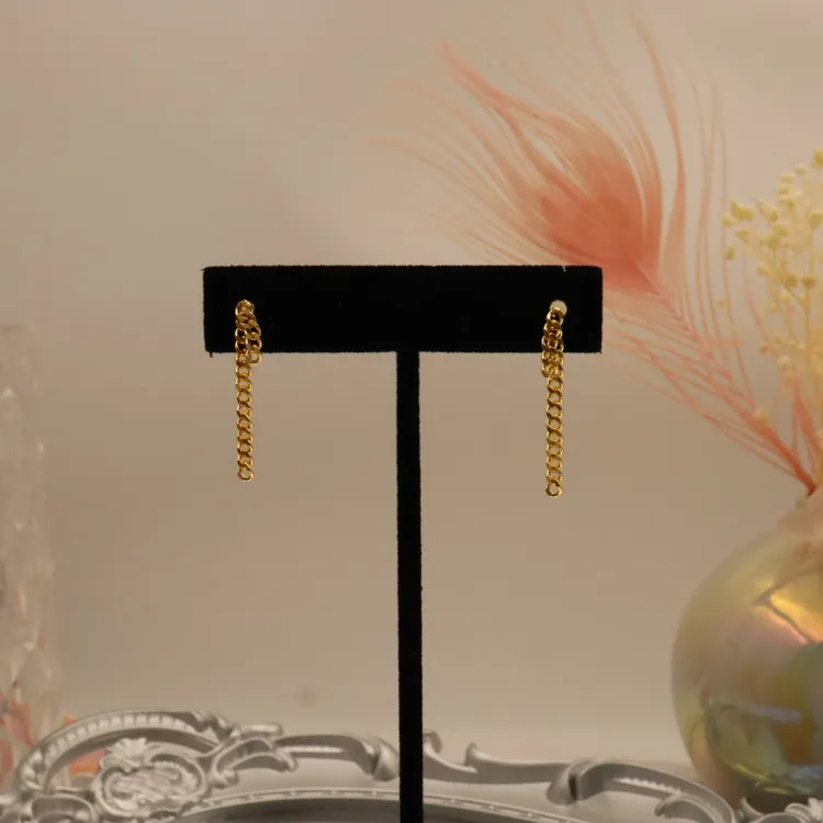 925银耳饰 时尚千金风小众轻奢金色麻花扣耳坠耳钉金色