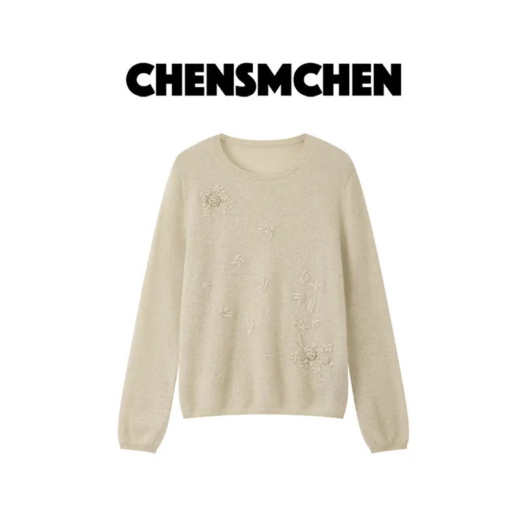 CHENSMCHEN 山羊绒简约长袖针织衫女舒适温柔百搭上衣CSR7239QQ