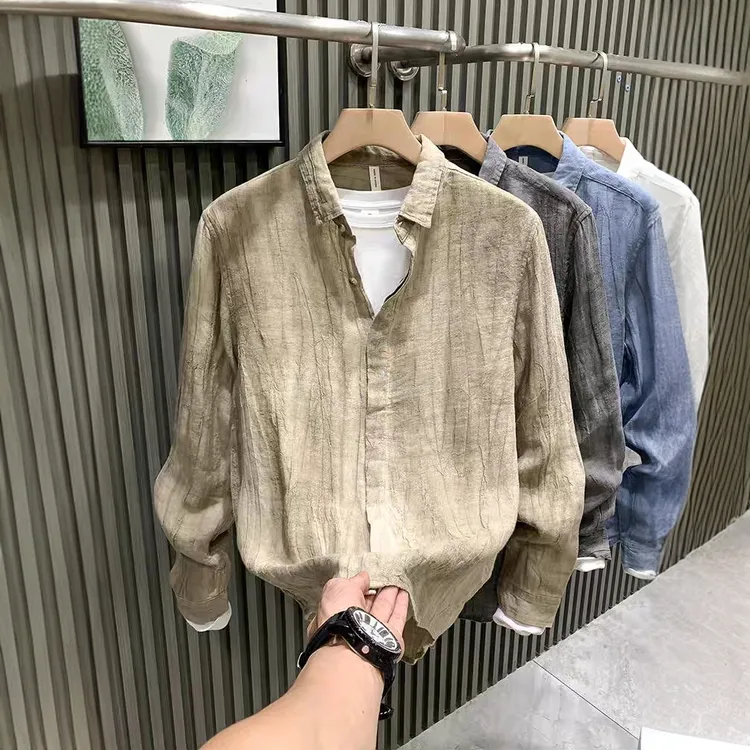 欧货潮牌高级感小众轻奢衬衫男长袖潮牌痞帅个性衬衣外套衣服男潮