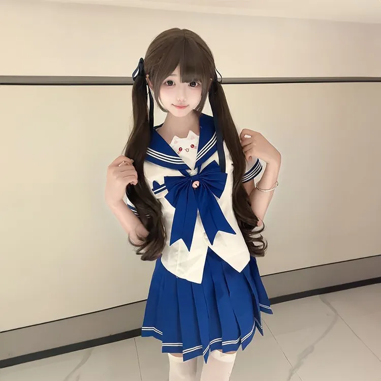 甜嗑jk【叮当喵】原创正版新品收腰水手服制服套装校供甜磕水手服