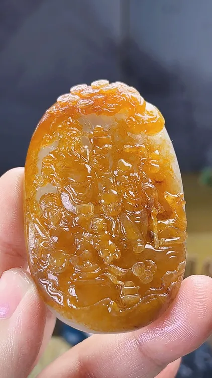 【藏盛好物】天然缅甸翡翠冰红翡福禄寿毛货买断需抛光尺寸64-40-12