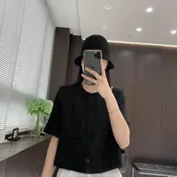 IMFLY金小金自制女装 短袖衬衫DYW9118春夏季新款圆领短开衫上衣