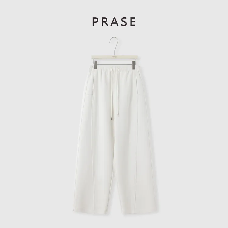 PRASE·噜【分割艺术】微胖显瘦宽松百搭松紧高腰弯刀休闲裤PR510E83