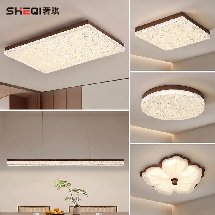 意式轻奢客厅主灯吸顶灯高级感冰裂纹冰晶餐厅卧室灯大厅全屋灯具