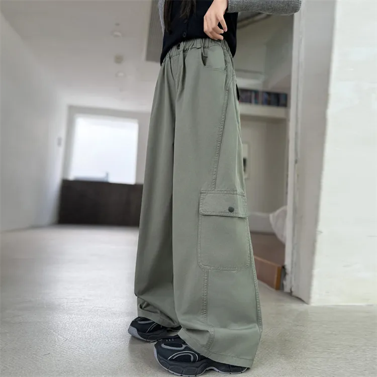 女童6-12岁秋季潮款长裤儿童美式工装裤宽松潮流休闲裤春秋中大童