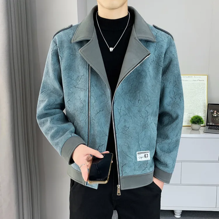 PONDEHEFOT普丹希斐秋冬季夹克男士新款短款毛呢外套潮流英伦西装