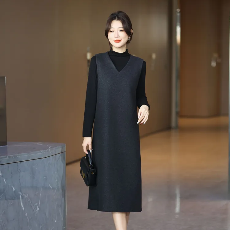 【正品现货】冬季新款羊毛时尚百搭马甲背心裙-812