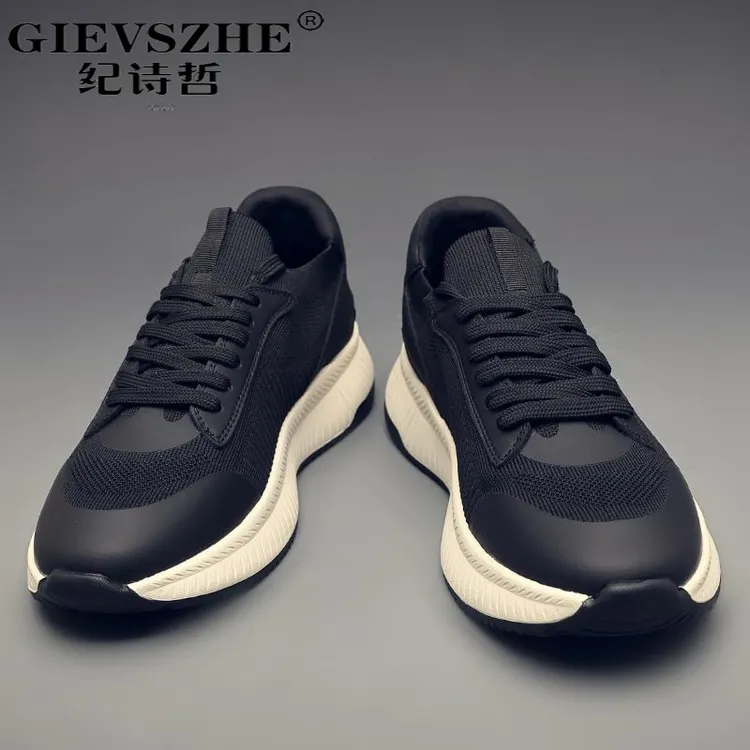 纪诗哲运动鞋男款低帮透气网面鞋黑色休闲缓震旅游鞋防滑百搭男鞋