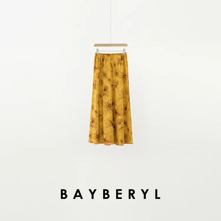 BAYBERYL老贝热恋裙*真丝松紧腰印花半裙YQ5E0204-5/5