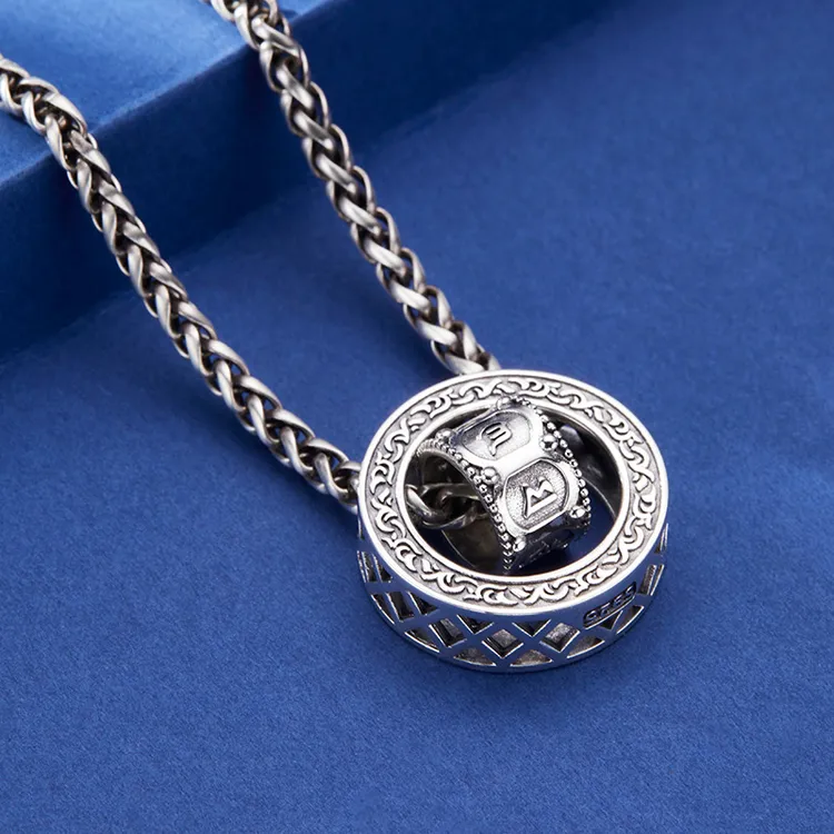 吊坠925银 项链男士复古路路通时尚小众创意个性银项链【单吊坠】