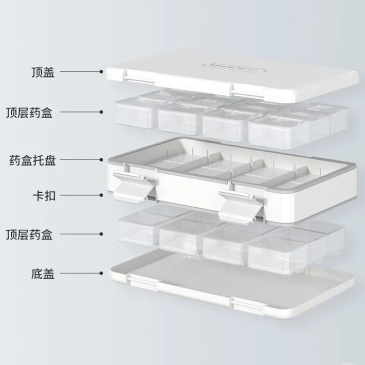 孝迎迎双层分装一周七天便携药盒家用药盒早中晚药盒分装器