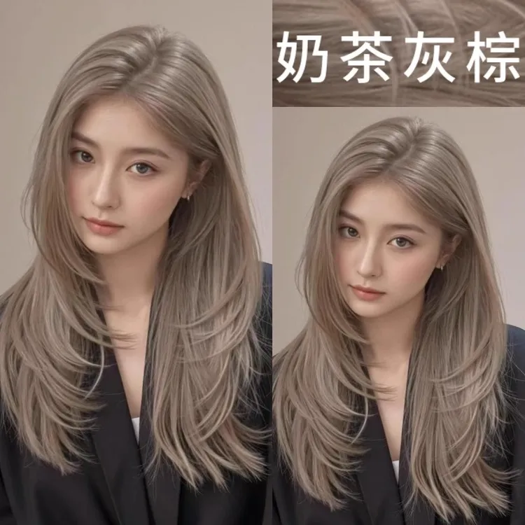 【买一送一】奶茶灰棕色染发膏榛果灰棕奶茶紫灰色夏天发色推荐显白