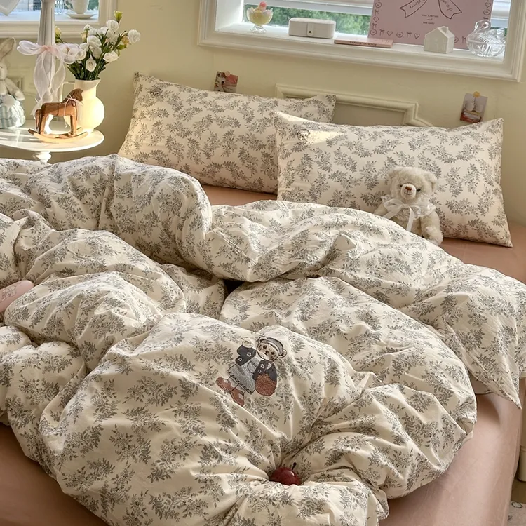 ins母婴100%超软云朵棉被套三件套床上双层纱四件套学生宿舍水洗
