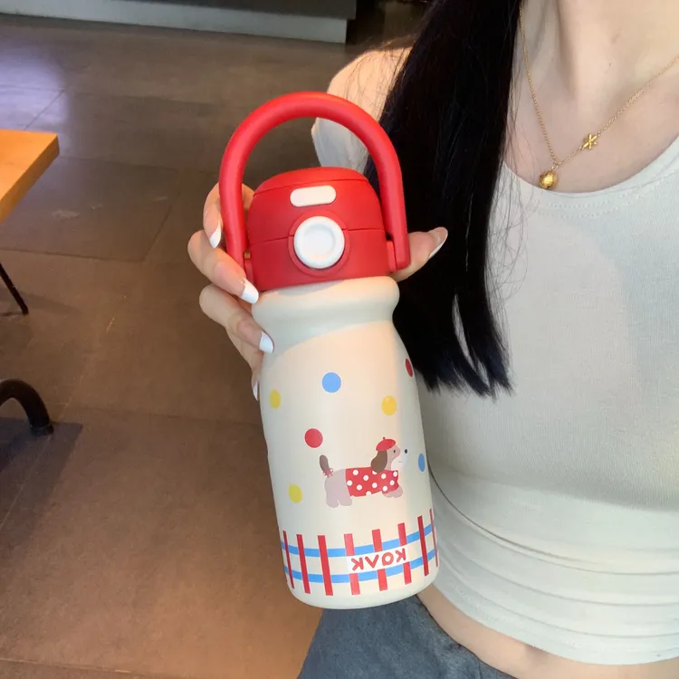 Kavk新款萌趣高格调大容量双饮防漏便携随行小奶杯式拎拎保温杯