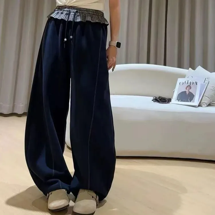 2025年秋冬加绒女童休闲时尚弯刀裤中大童百搭韩版高腰宽松一体绒