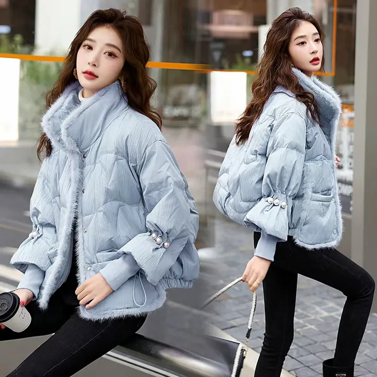 拼接羽绒服女2025年冬装新款小个子韩版时尚设计感洋气水貂绒百搭