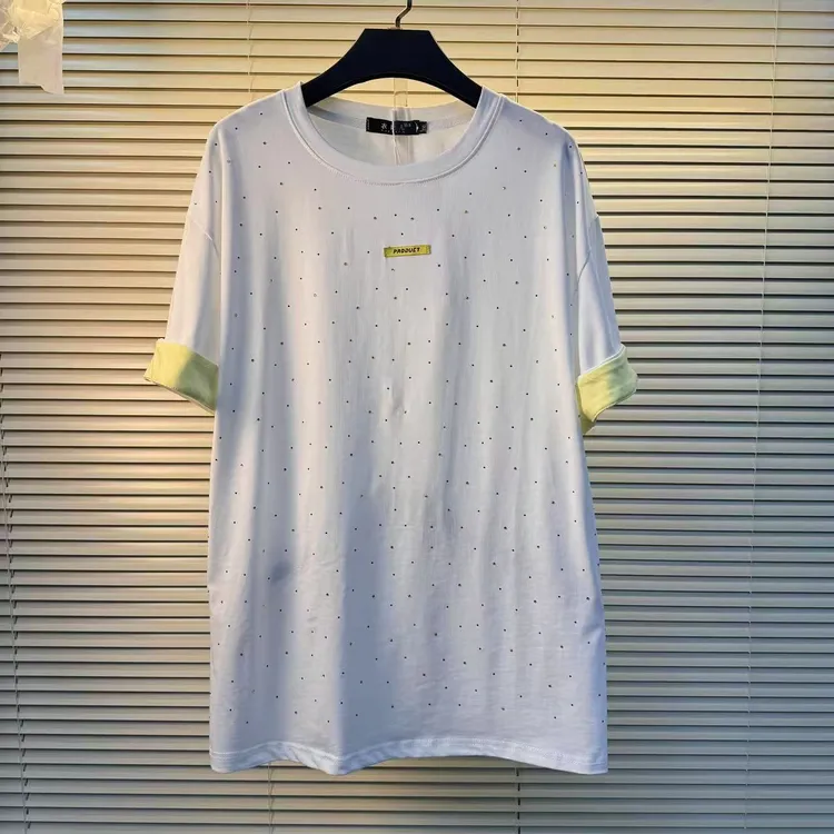 美式大码复古撞色正肩圆领短袖T恤夏季微胖显瘦宽松休闲百搭上衣