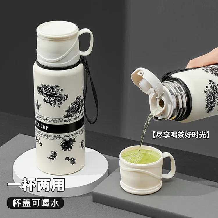 【现货现发】冷热两用的保温杯栀子花语不锈钢真空保温杯车载水杯