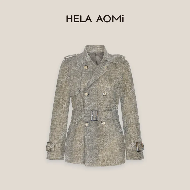 HELA AOMI“织金风衣”收腰通勤风时尚设计感垂感短外套CY5CX02002