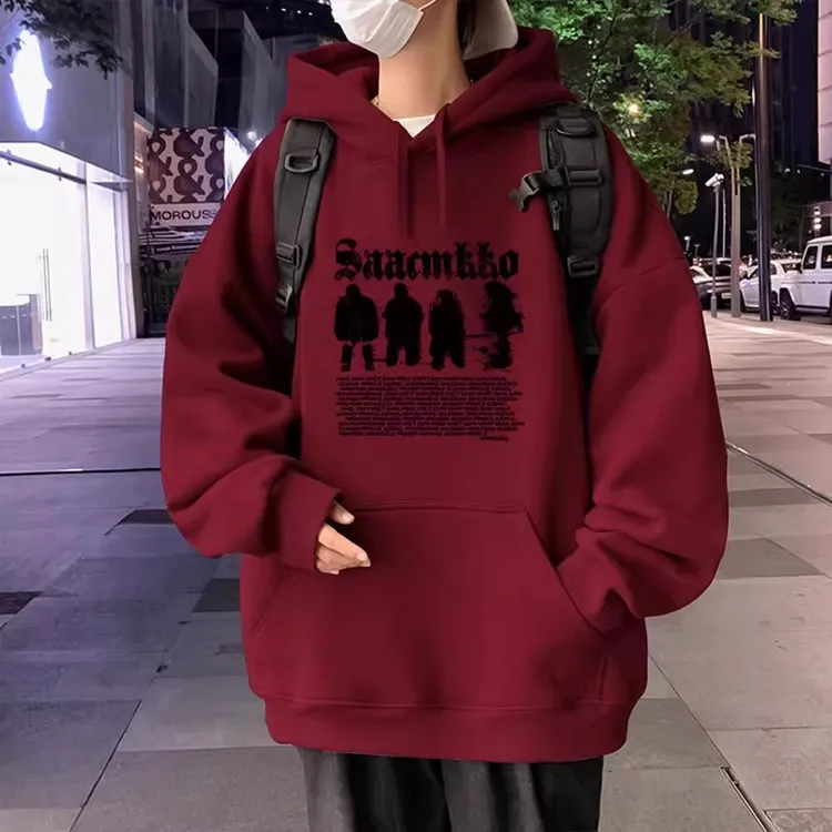 复古休闲加绒卫衣连帽秋冬季美式高街外套男秋冬情侣慵懒上衣外套