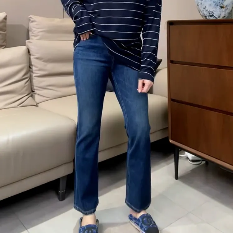 2025秋季新款大码小个子显瘦九分牛仔裤女梨型身材高腰直筒烟管裤