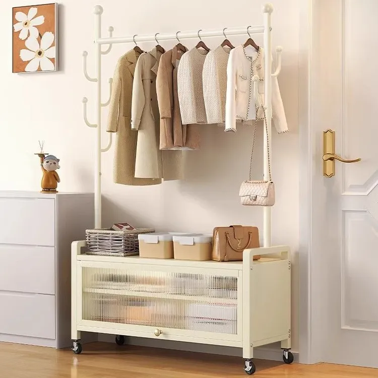 落地家用宿舍衣帽架挂衣架床尾置物房间晾衣架简约阳台简易衣架子