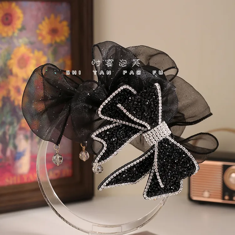 星光蝴蝶结鲨鱼夹AB面气质休闲百搭发饰精致优雅抓夹2025新款头饰