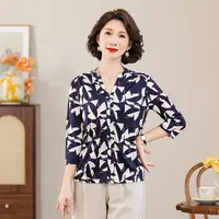 齐黛真丝桑蚕丝上衣女轻奢高级感2025春夏新款衬衣妈妈针织衫衬衫